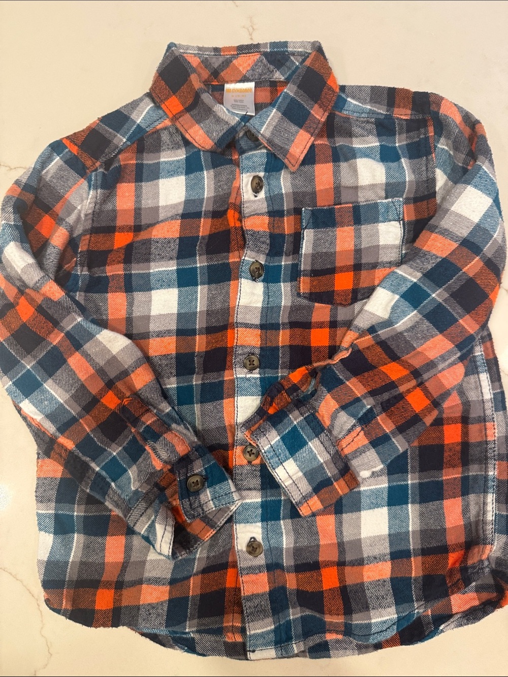 Gymboree Orange, Blue & White Plaid Button-Down Shirt